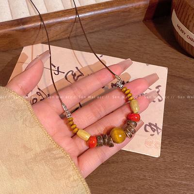 Nowy chiński retro drewniany naszyjnik z koralików niszowy z wyczuciem designu styl narodowy moda długa łańcuszek do swetra