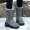 Winter Schneestiefel Damen Anti-Rutsch Warm Weich Plüsch Wanderschuhe Damen Warm Halten Dicksohlig High-Top Outdoor Knöchelstiefel Damen