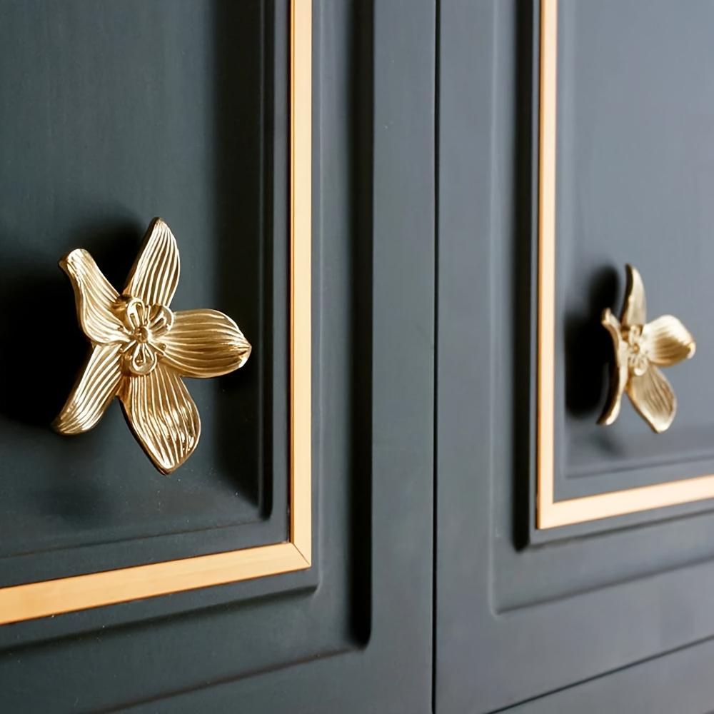 2/4 pieces elegant floral handles - modern and luxurious handles - suitable for dressing tables, bedside tables, wardrobes