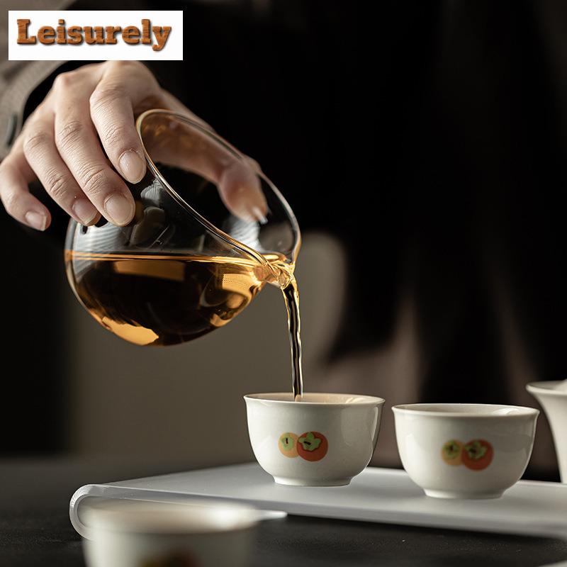 Retro Grasasche Kaki Tee-Set Kit Antikes Tassenset 1 Kanne 3 Tassen Tragbar Reise Teezubereitung Picknick Handtasche Zubehör Geschenke