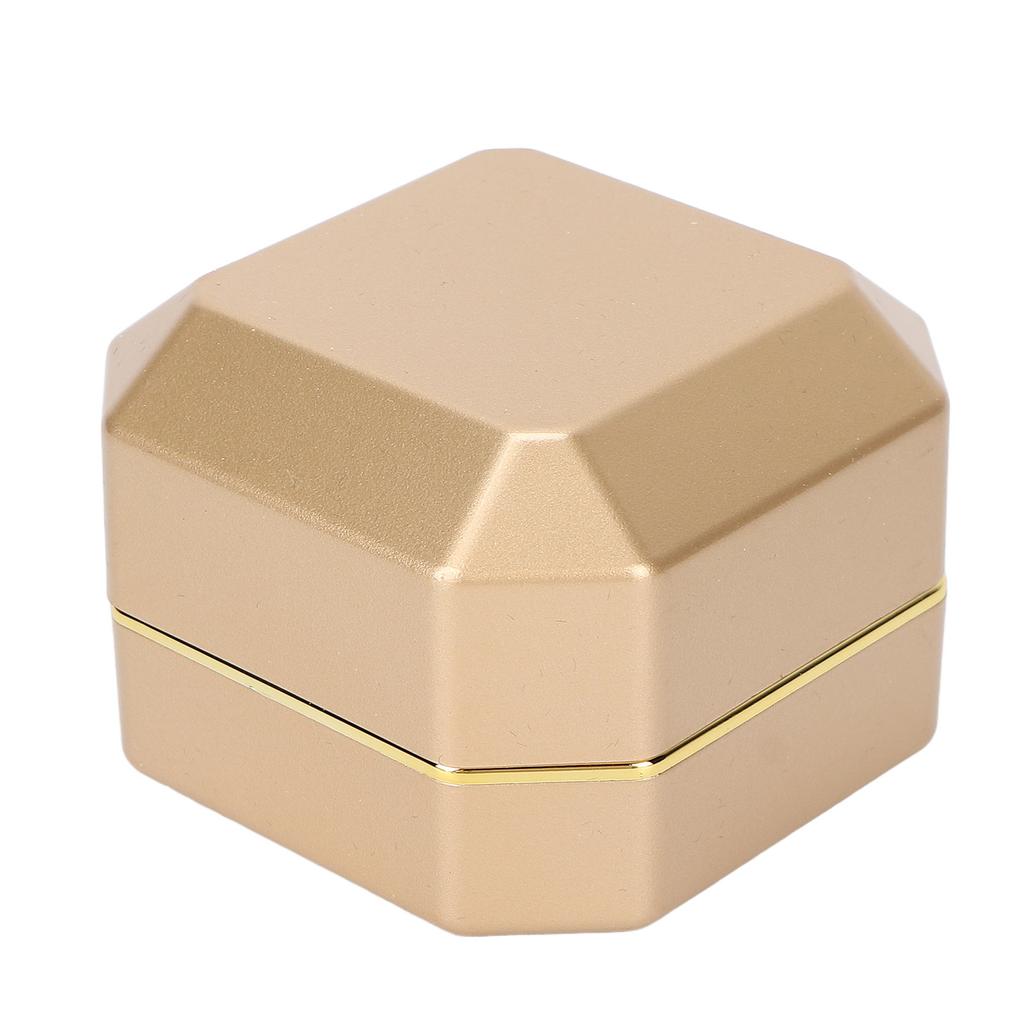 LED Light Ring Box Jewelry Display Gift Box Jewelry Storage Case for Engagement WeddingGolden