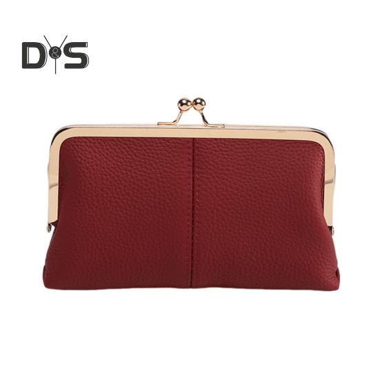 

Женский клатч-кошелек, винтажный клатч с замком-поцелуем, дорожный кошелек из натуральной кожи с отделениями для нескольких карт, держатель для карт для свиданий, вечеринок, шопинга красный