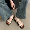Mode Comemore Zehensandalen Damen 2025 Sommer Retro Weiche Flache Sohle Römische Schuhe Lässig Eckige Zehen Lederriemen Sandalias Mujer