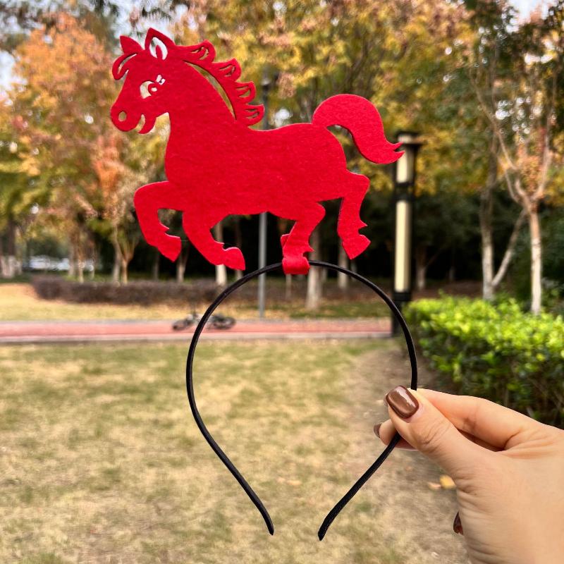 Cartoon Year Of The Horse Headband Chinese Style Child Headwear Hair Hoop  Year Hairband Pony Headwear Activity Photo Prop