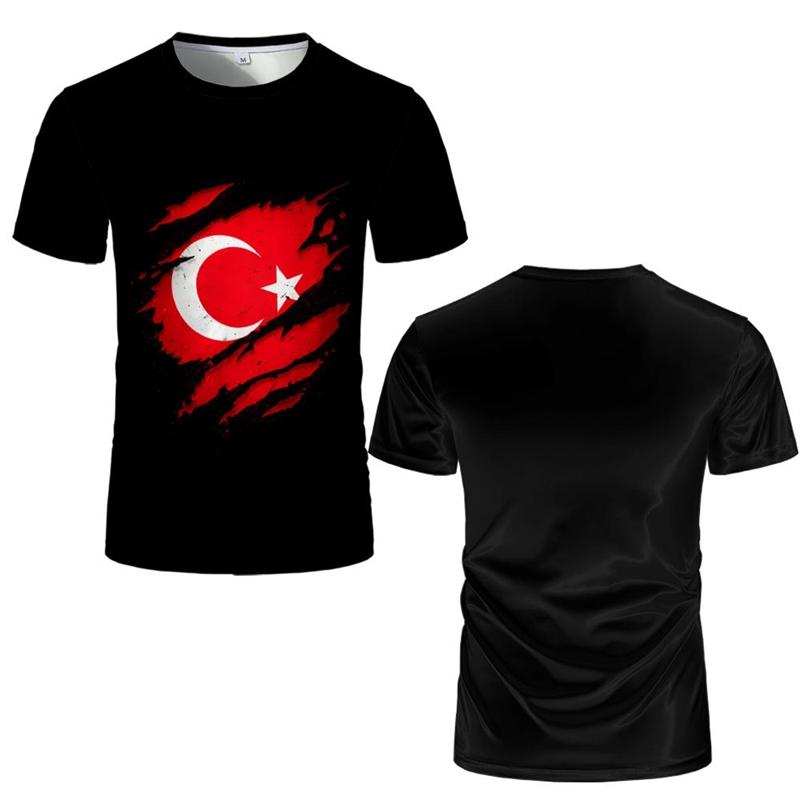 Türkiye Flag 3D Printed T-shirt Türkiye Style Pattern Men's Top Summer Fashion Football Short Sleeve Sweatshirt