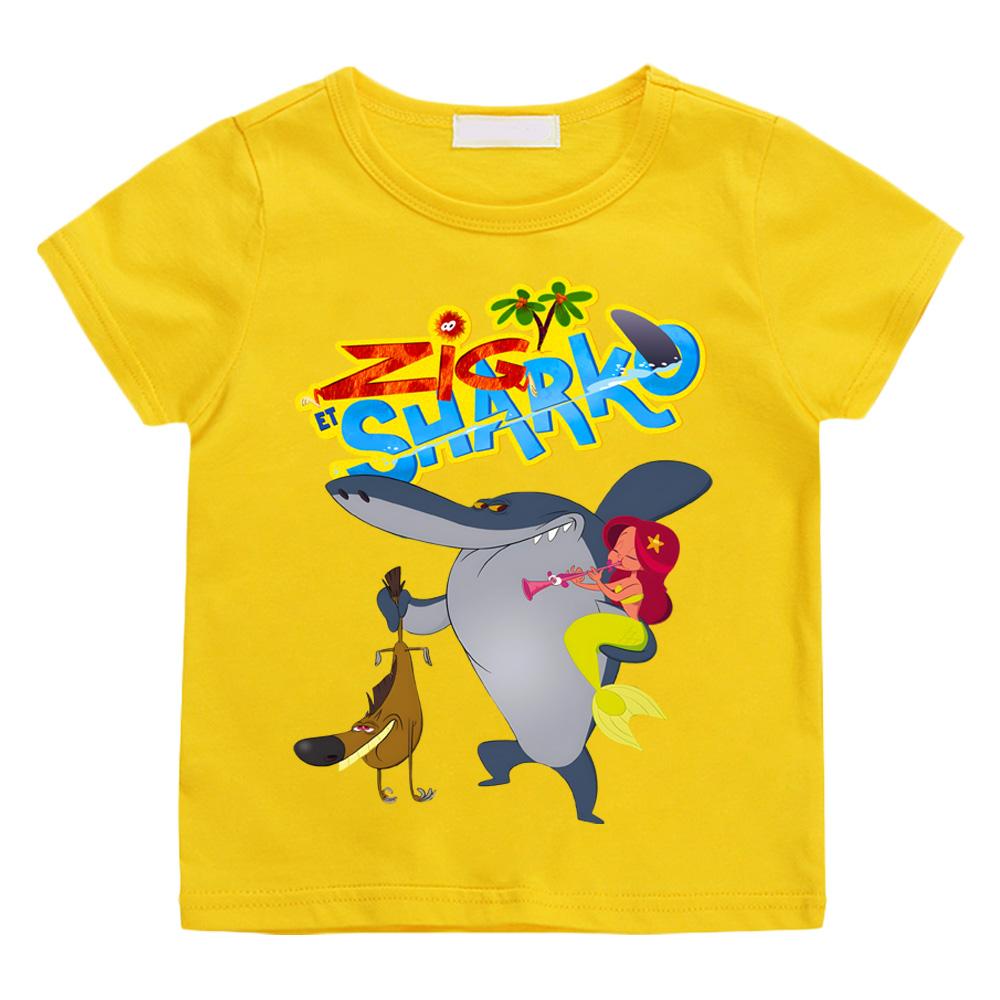 Zig and Sharko 2025NEW Print Cute T-shirt Cartoon 100%Cotton Tee-shirt Children Camisetas Casual Clothes Tees Top Versatile