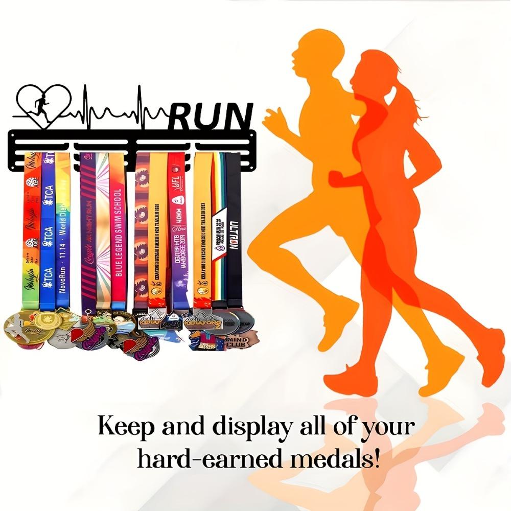 1pc 14.17 X 4.52 Inch Letter Metal Medal Display Hook, Wall Mountable Storage Rack for Sports Commemorative Plaques Honors