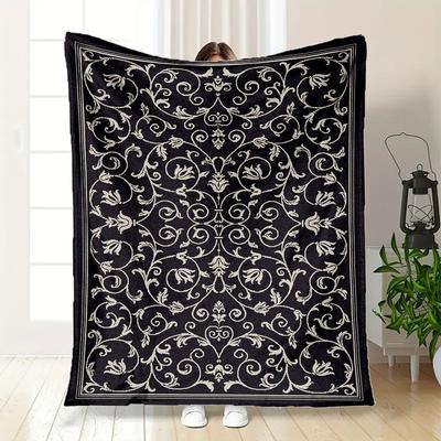 Black and White Floral Rug - Classic Patterned Area Rug for Living Room, Bedroom, Dining Room, Kitchen, Hallway, Entryway, Porch, Office, In