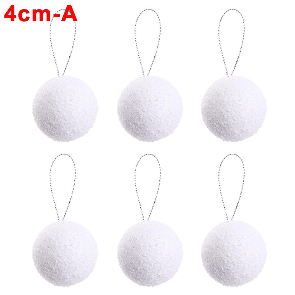 24/6Pcs White Christmas Balls Ornaments Round Foam Balls DIY Xmas Tree Hanging Pendant Ball Home Xmas New Year Party Decorations