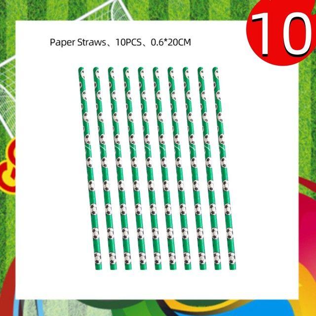 Green Football-themed Birthday Party Tableware Set - Disposable Paper Plates, Cups, Knives, Forks, Spoons and Straws
