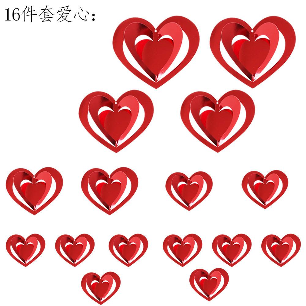 Elegant Red And Gold Heart Star Butterfly Hangings For Wedding Venue Decor Red Heart Set