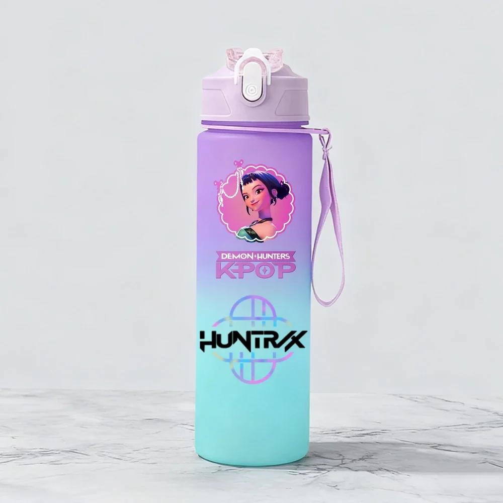Kpop Demon Hunters Team Creative Gradient Water Bottle Unisex Sports Style Reusable Jug designed for Outdoor Cycling Travel Fitness