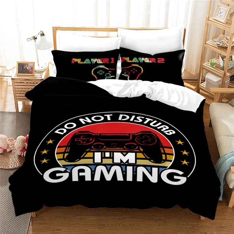 Black Games Gamepad Bedding Set Digital Printing Duvet Cover Set with Pillowcases Europe/Australia/USA Twin Full Queen King Size