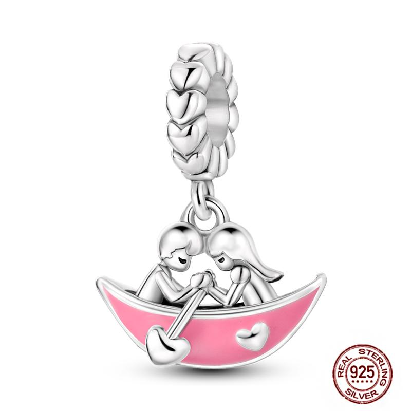 Pink Purple Series Charms Copper Murano Glass Butterfly Animal Paw Print Clasp Charm Beads Fit Original Bracelet Diy Jewelry