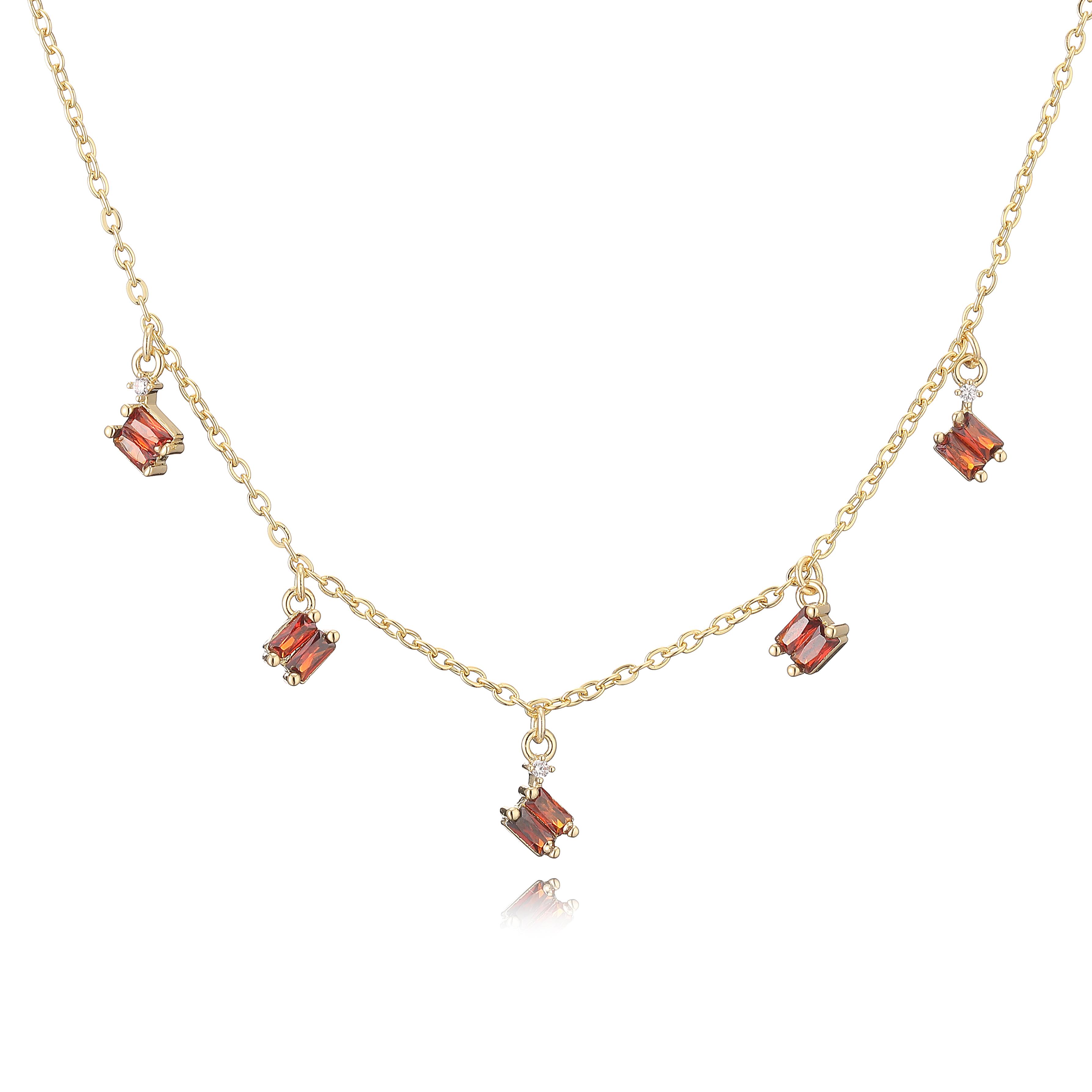 

HECHENG, Small Square Zircon Pendant Necklace, Sweet and Simple Women s Collarbone Zircon Necklace, 1 Piece Other красный