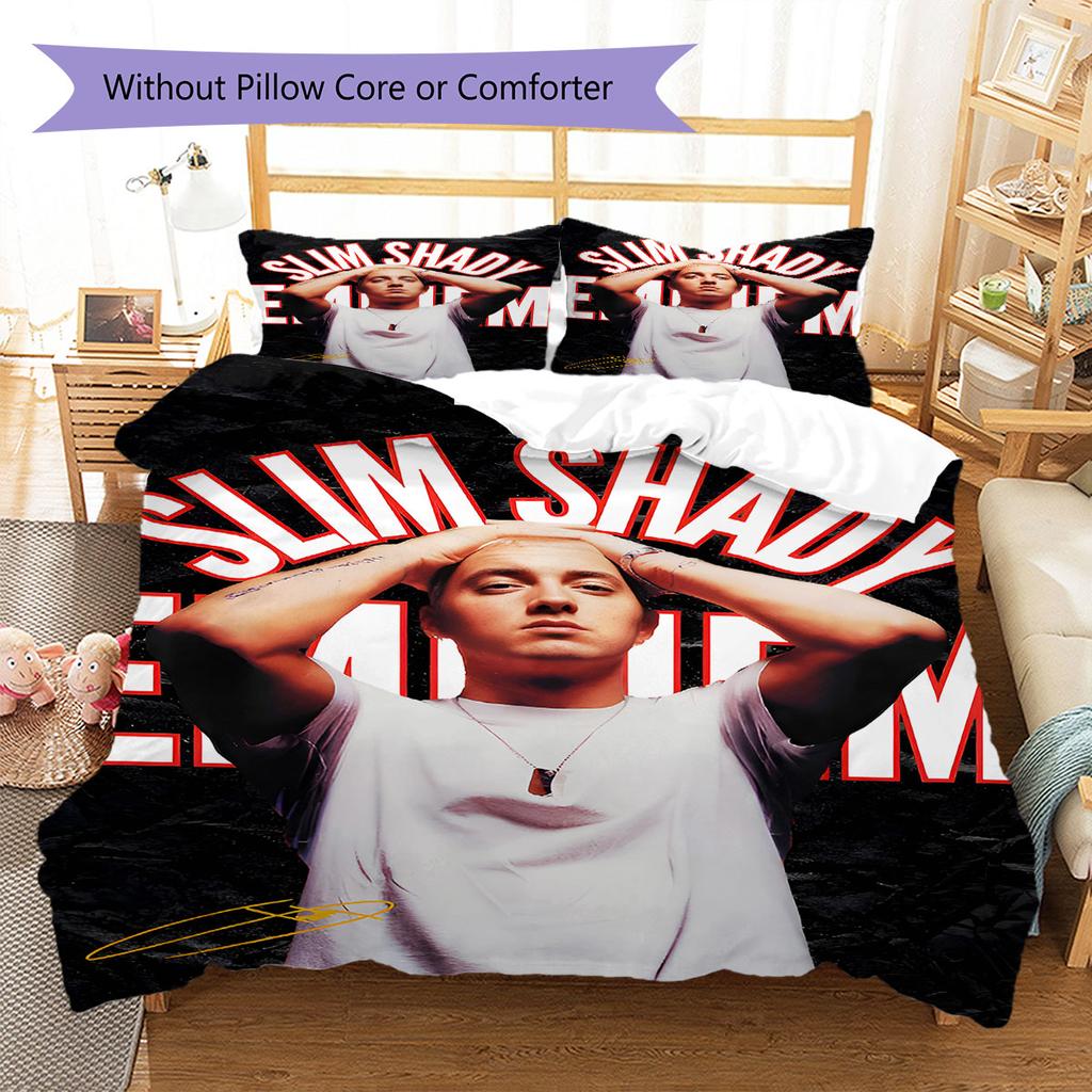 Eminem Pattern Bedding,Quilt Set Quilt Cover Pillowcase Home Birthday Gift(1 * Duvet Cover + 2 * Pillowcase, Without Core)