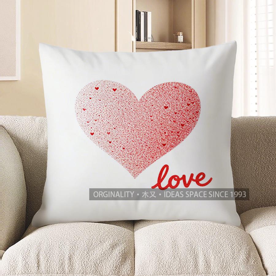 

2D Furry Heart And Hug Kiss Cushion Cover Pattern Cushion Cover Suitable For Sofa Bedroom Car Pillow Cover 40x40cm
