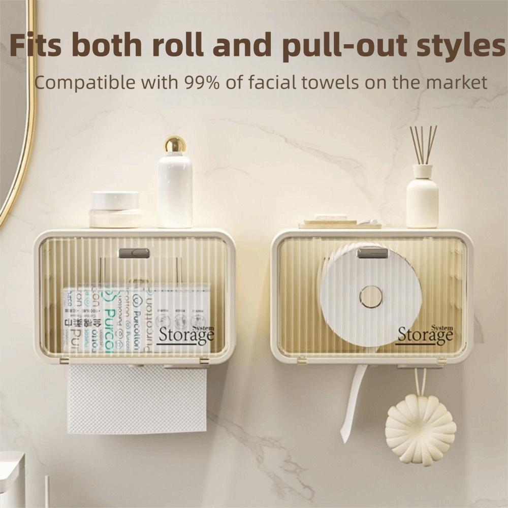 Lidded Paper Towel Box Wall-Mounted Paper Towel Bracket Toilet Paper Storage Tool Bathroom