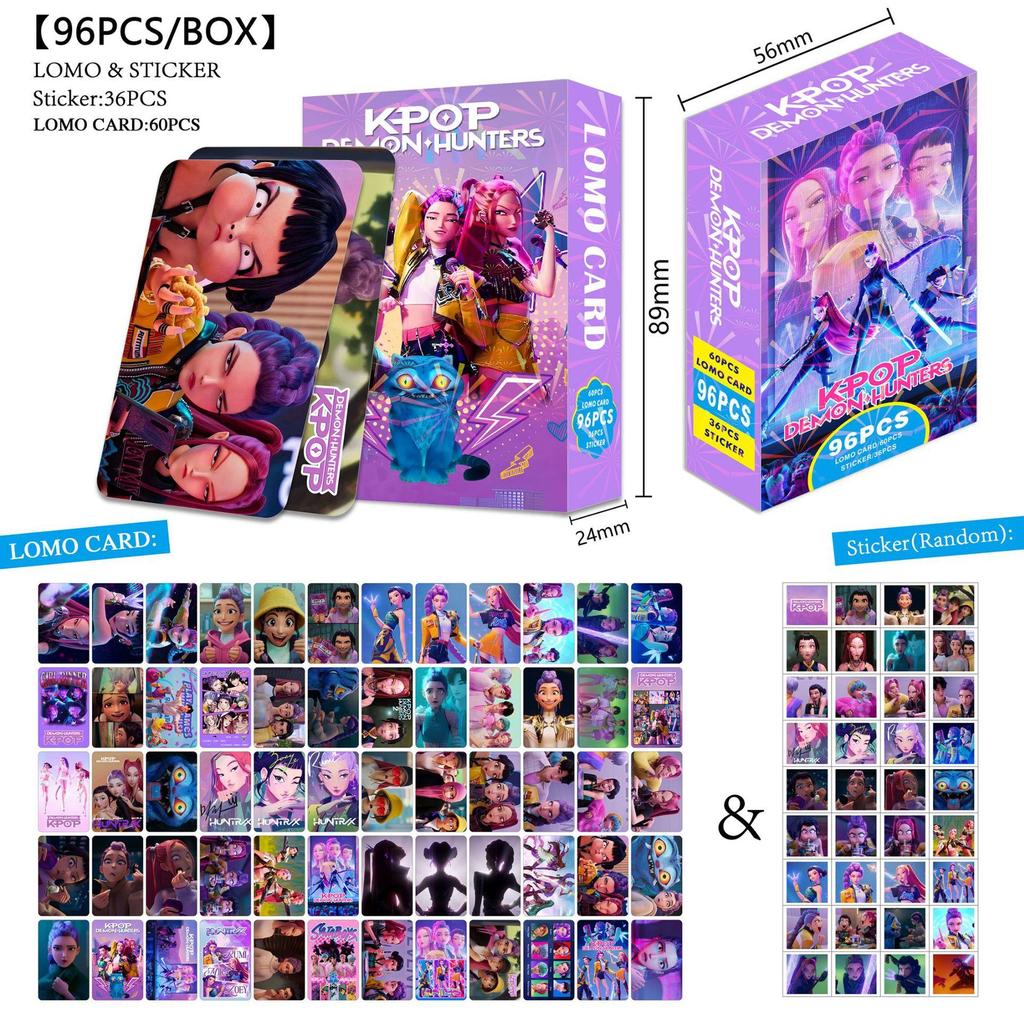 96 STUKS Kpop Demonenjagers Laserkaarten K-Pop Heksenjacht Cartoon Serie Accessoires 60 STUKS Lomo Kleine Kaarten & 36 STUKS Stickers