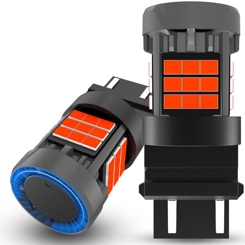 Katur 2pcs T25 3157 Led Car Light Reverse Brake Light Tail Stop Parking RV Lights P27/7W Bulb Plug and Play 3030 Chips For Ford 3157 P27/7W T25 оранжевый