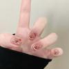 Spring and summer new cat's eye French cherry wearing armor white short cute three-dimensional cherry nail patch nail piece