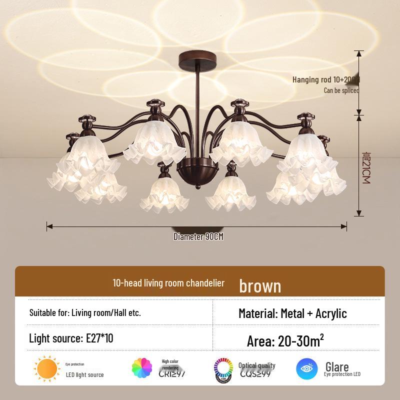2026 Retro Mid-Century Chandelier: American Countryside Style for Living Room, Bedroom, Dining Room, or Hall