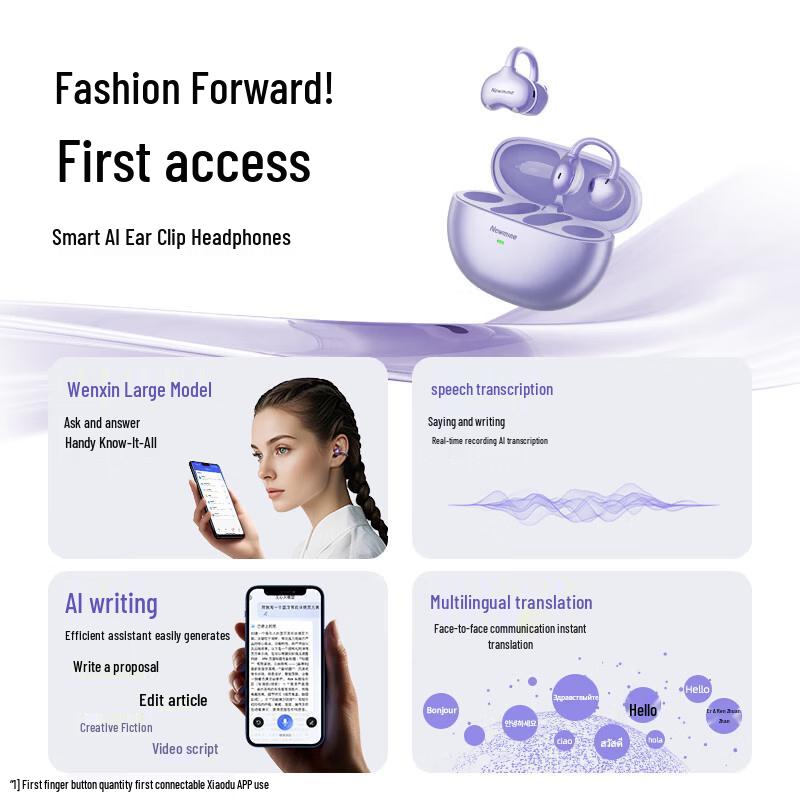 Newmine S6 Pro Wireless Bluetooth AI Ear-Clip Headphones