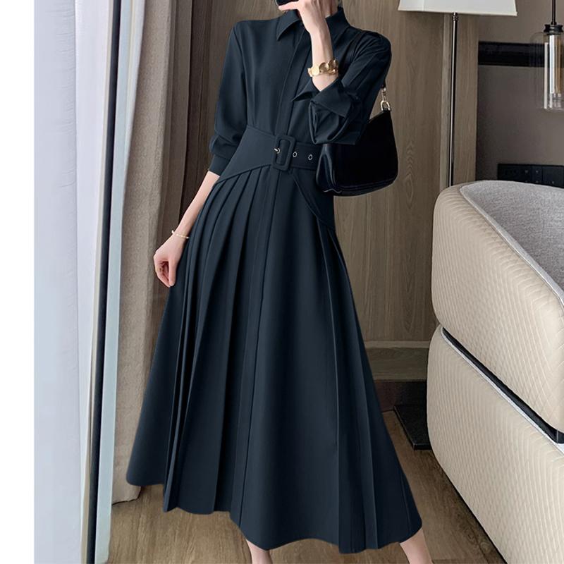 ZANZEA Women Casual Turn Down Collar Long Sleeve Loose Long Dress