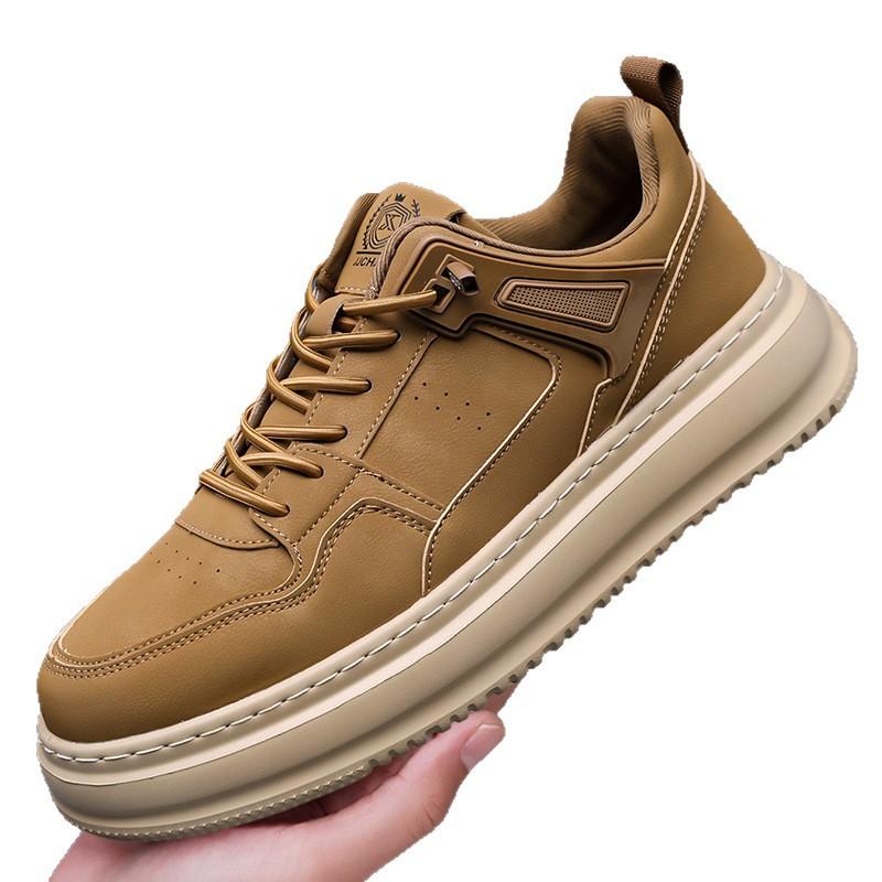 New autumn British retro casual leather platform heightening non-slip sports shoes