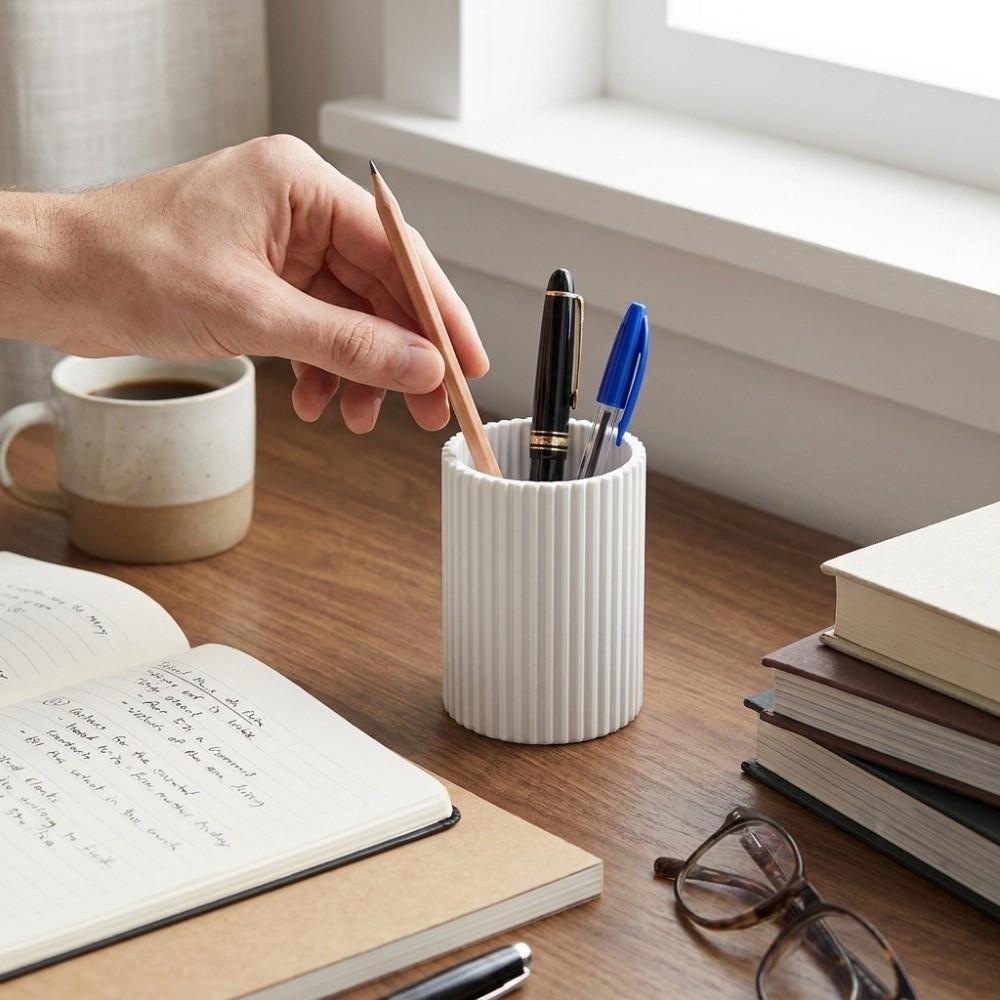 3D Printed Striped Pen Holder Minimalist Desk Stationery Storage Pencil Holder  Bathroom Storage