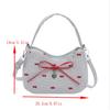 Cute Bowknot Print Shoulder Bag With Plush Pendant Crossbody Bag Handbag Girly Tote Commuter Bag  Women Underarm Bag Gift