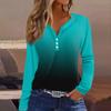 Women's T Shirt Print Button Long Sleeve Daily Weekend Fashion Basic V- Neck Regular Top