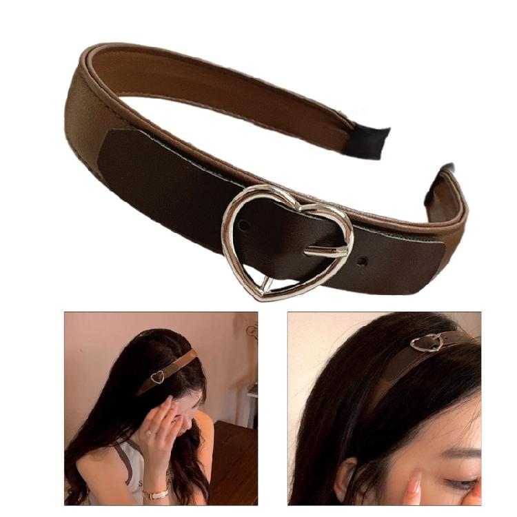 Christmas Headband with Heart Shaped Buckle Hairband Leather Hairband for Girls