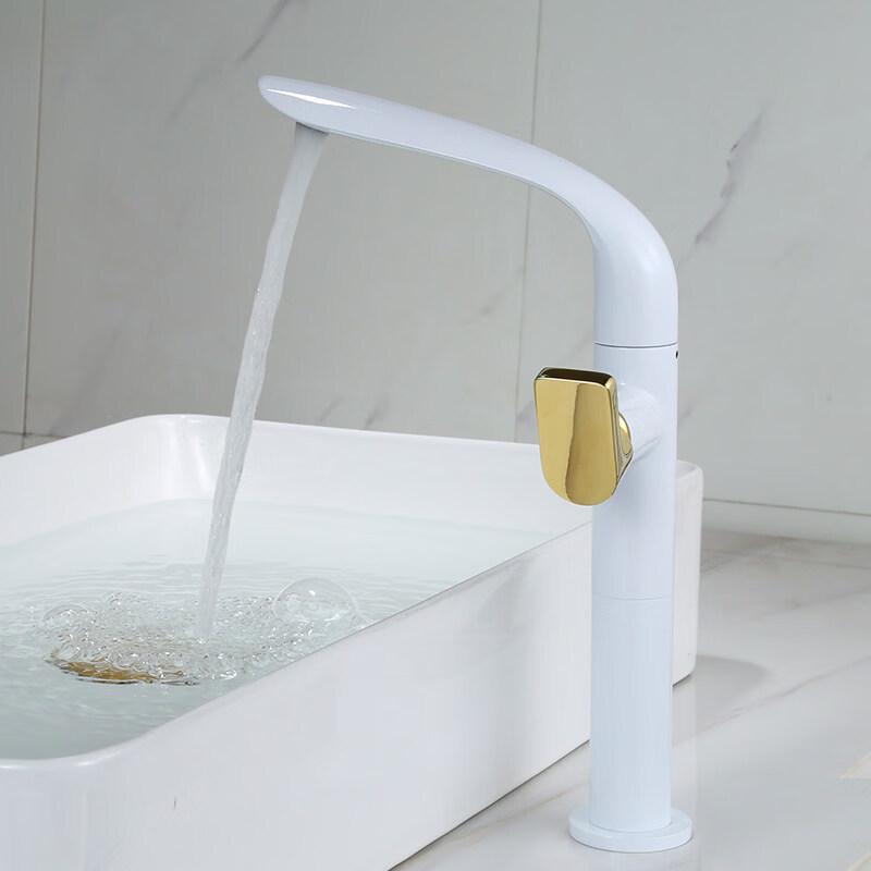 TLXT Leaf Platinum High-Arc Rotating Basin Faucet