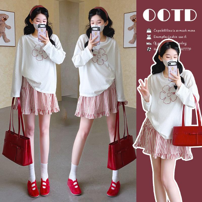 

2026 Summer Korean Sun Protection Top & Striped Skirt Set L