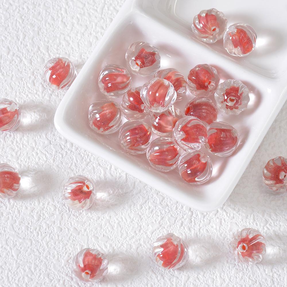 Yori 10Pcs/Bag Glass Watermelon Lantern Beads Handmade DIY Beaded Materials Bracelet Necklace Jewelry Gift Box
