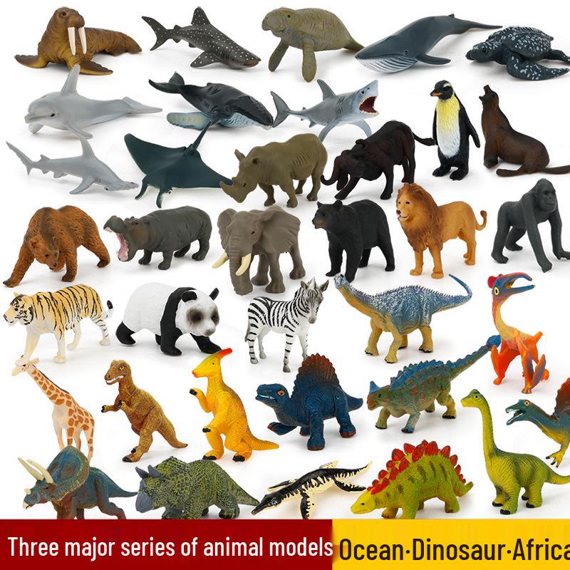 Children's Educational Learning Cards: 12 Types of Hand-Painted Dinosaur and Marine Animal Models