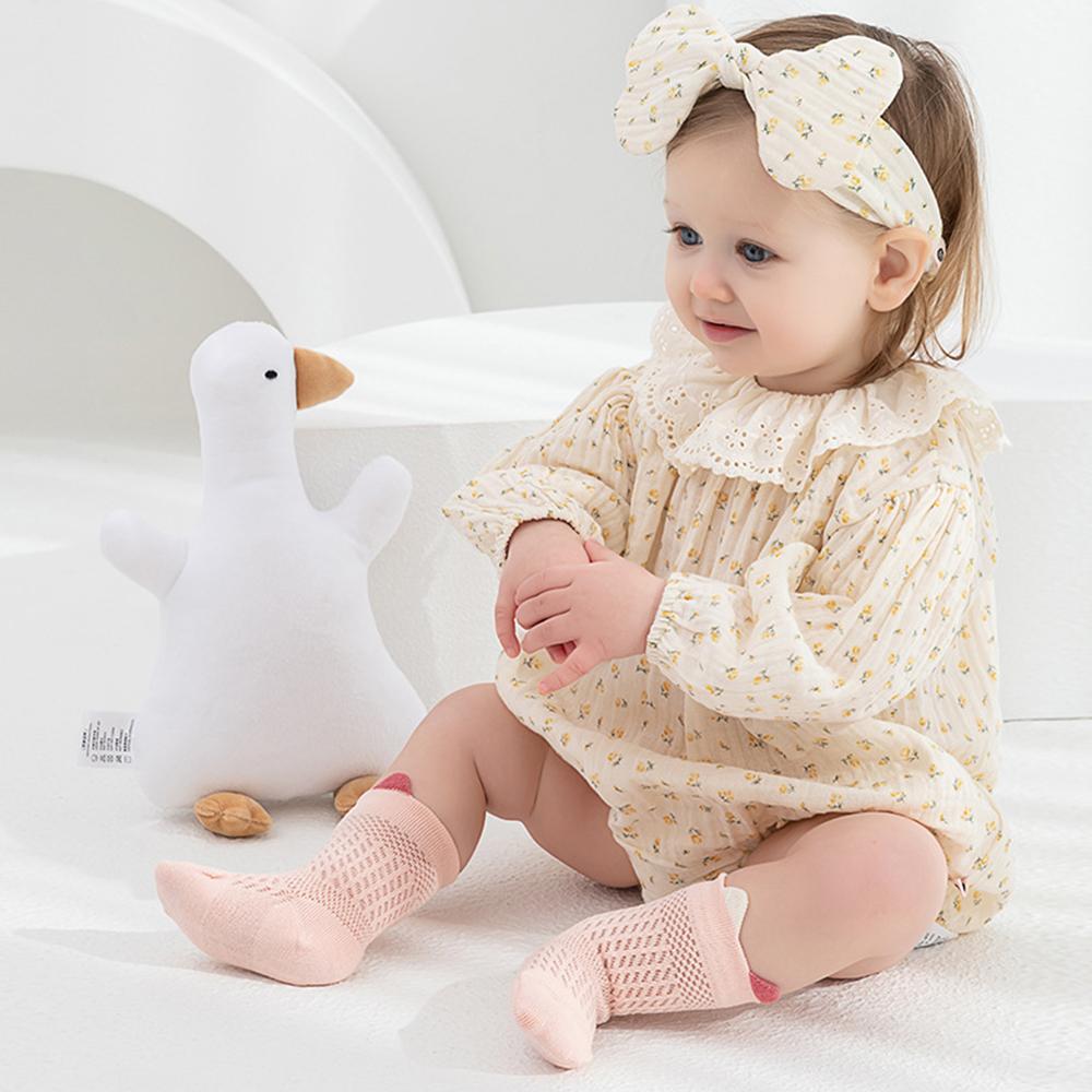 Seamless Mesh Baby Socks Thin Breathable Cotton Newborn Socks Cute Solid Color Ear Toddler Socks