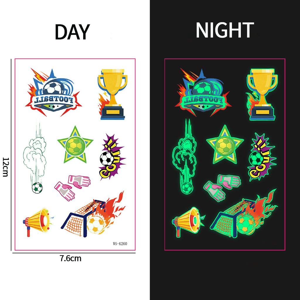 Sports Theme Tattoo Sticker Football Game Fans Luminous Temporary Tattoo Stickers Waterproof Party Makeup Face Stickers
