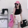 Girls' Denim Shorts Summer Drawstring Thin Children's Shorts