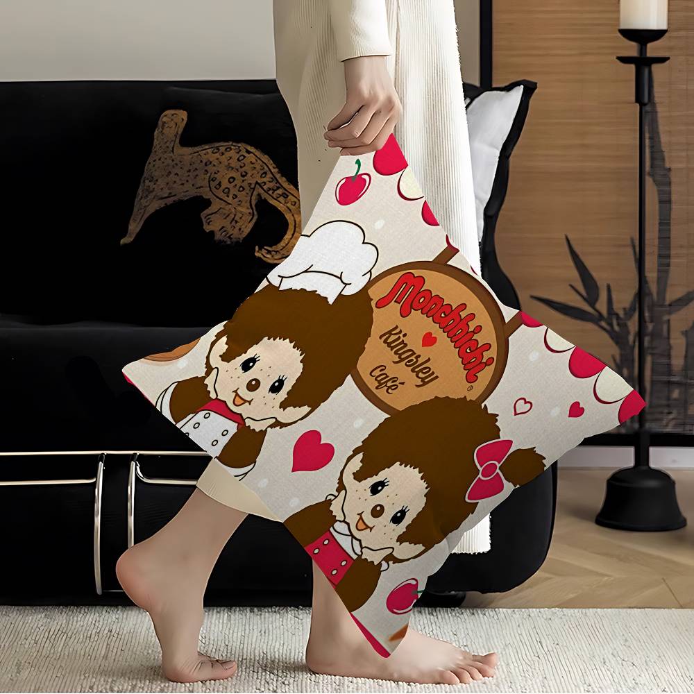 Popular Logo M-Monchhichi Fashion Cushion Cover Pillowcase Upholstery Sofa Throw Pillow Home Decor Pillowcas