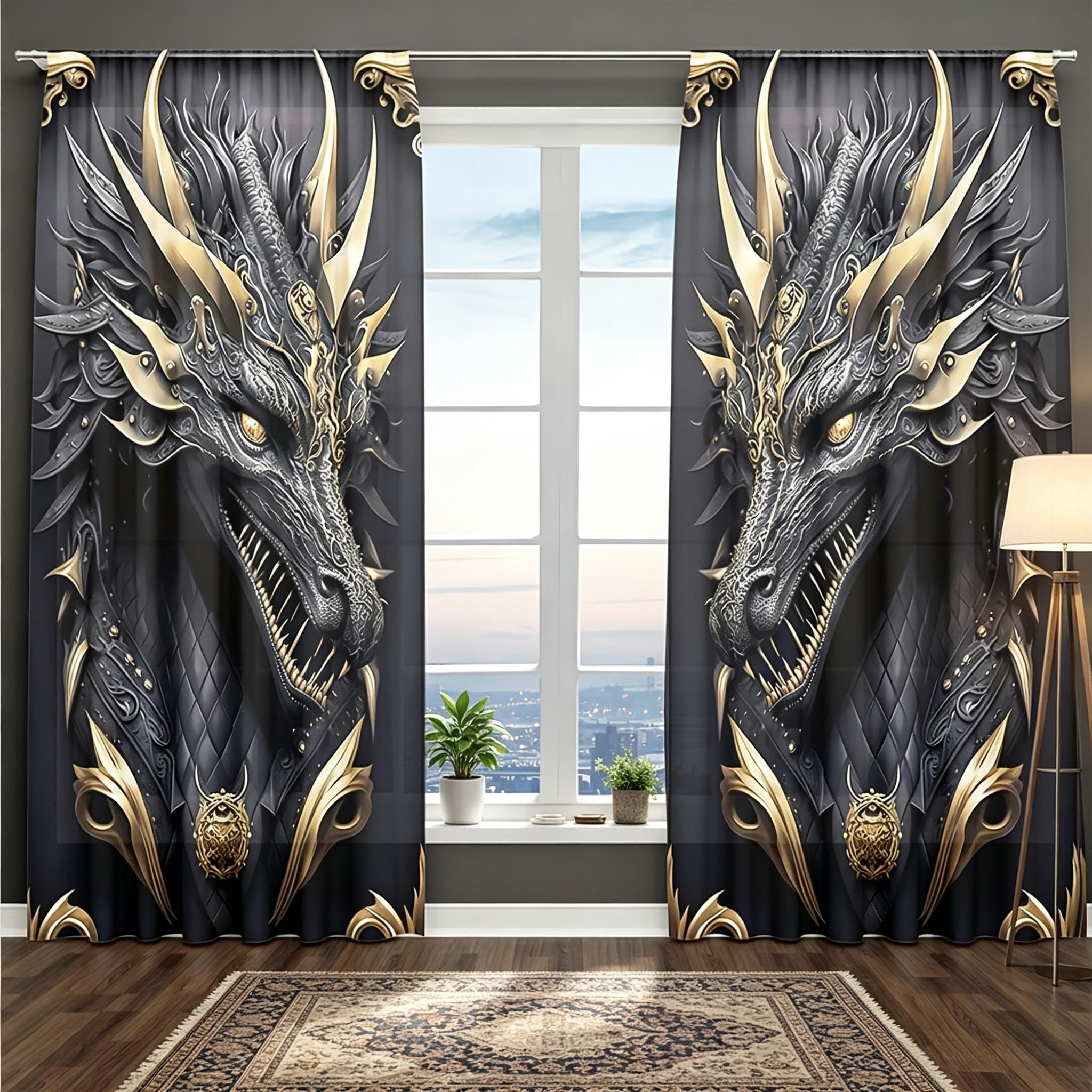 3D Stereo Dragon Print, Does Not Fade or Pill | Available in Multiple Sizes, Suitable for Living Room/Bedroom/Bay Window. 60×150cm(23.6×59in)