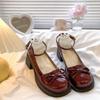 French retro red Mary Jane single shoes women's 2025 autumn new thick heel small leather shoes with skirt high heels