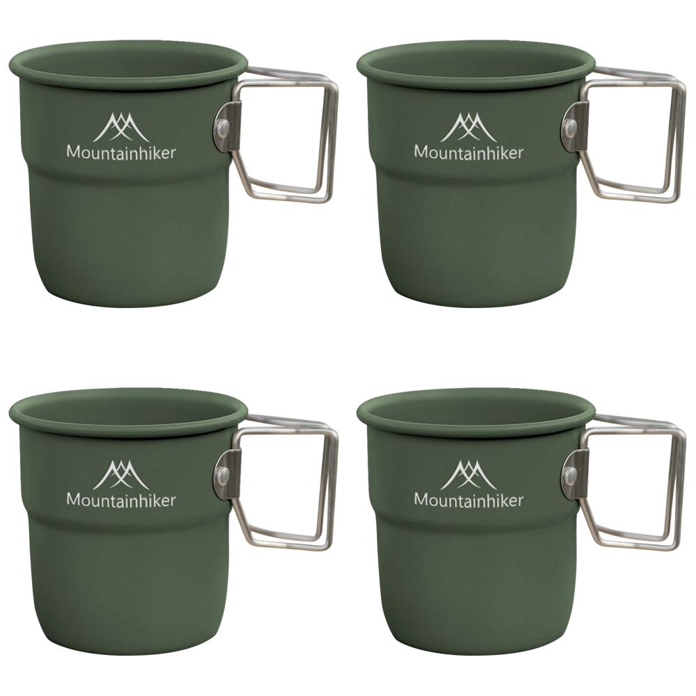 300ml Camping Water Cup with Foldable Handle Picnic Water Mug Aluminum Alloy Lightweight Camping Cup for Outdoor Backpacking
