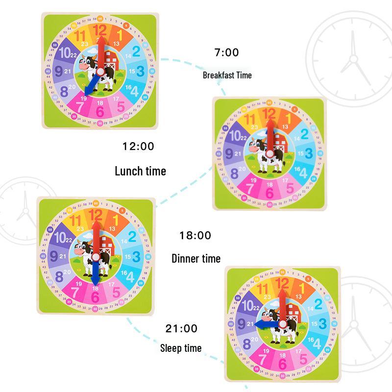 Wooden Multi-color Educational Clock for Children – Teaching Aid & Brain-Teasing Toy