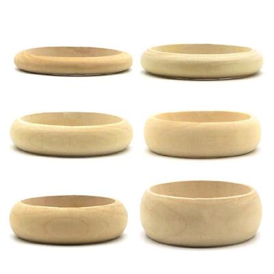 6 Pièces Bracelets Joncs en Bois Brut Non Finis Anneau Rond en Bois Naturel Cercle