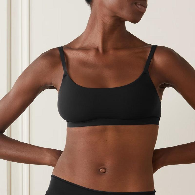 Damen Dünne BH-Abdeckung Ohne Bügel Elastisch Weich Rundhals Fixierte Cups Tanktop BH-Abdeckung