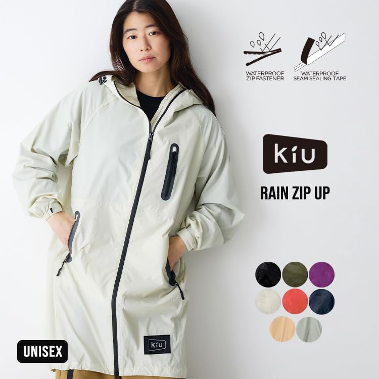 KiU Lightweight Raincoat with Storage Easy to and and Unisex [2024] Bag, Carry, Water-Repellent Waterproof, Simple, Cute, Stylish, Raincoat, Zip-Up