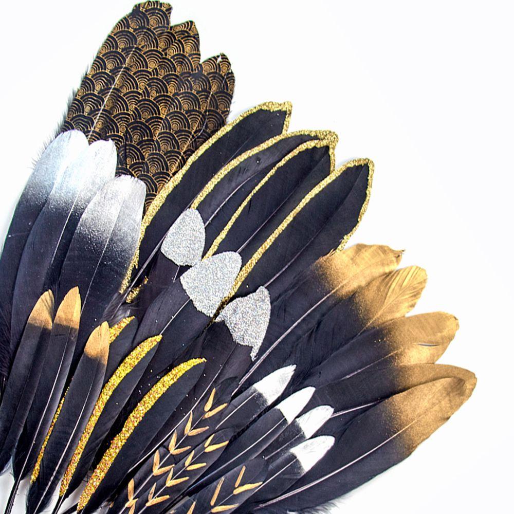 Black Gold Natural Goose Feathers For Needlework Dream Catcher Feather Crafts Jewelry Accessories Diy Decoration