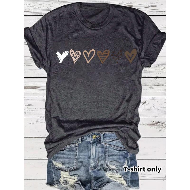 Women's Summer Premium Sense of Fashion Heart Pattern New Short-sleeved T-shirt